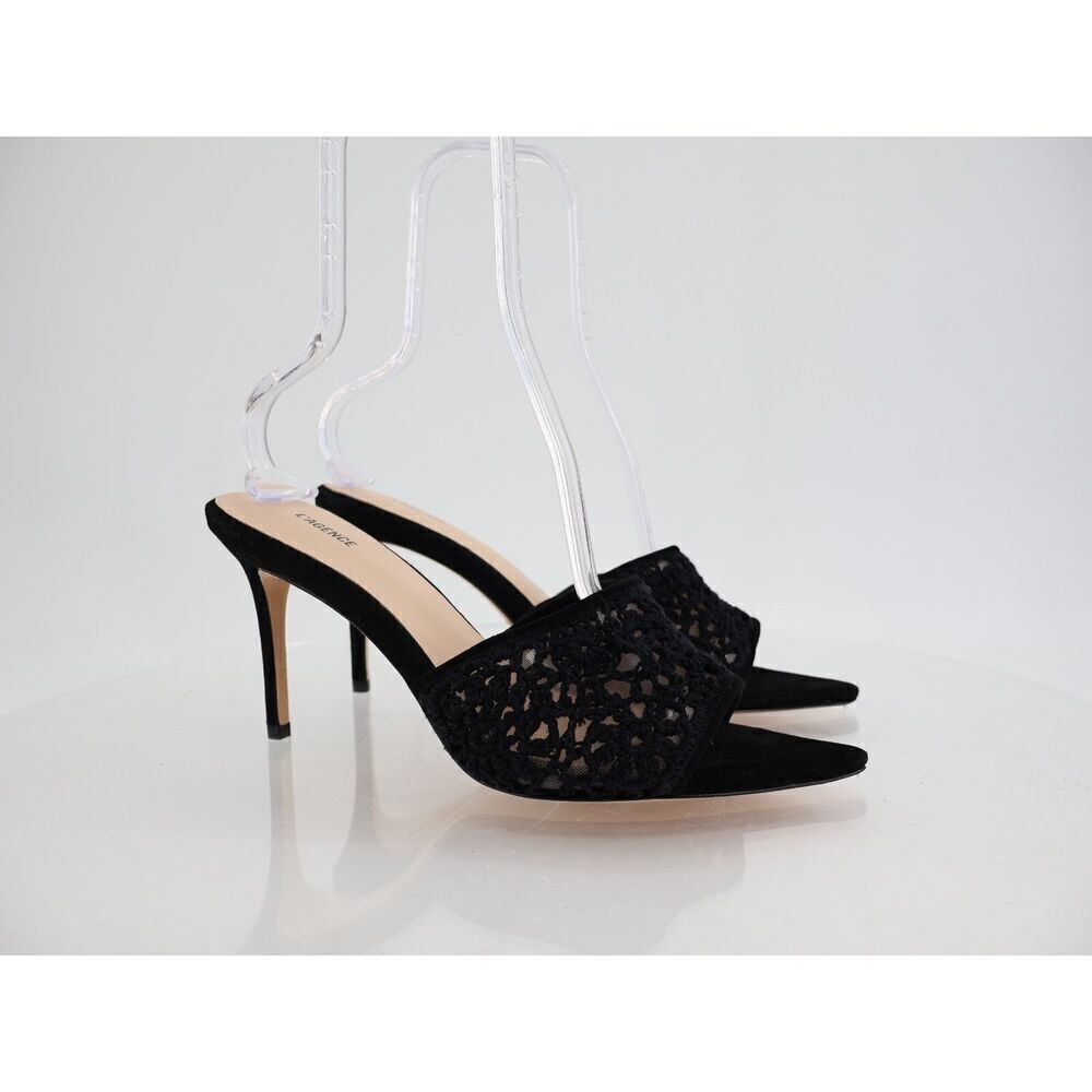L'Agence Women's Armande Pointed Toe Slide Sandal Black Size 9.5 Stiletto Mule
